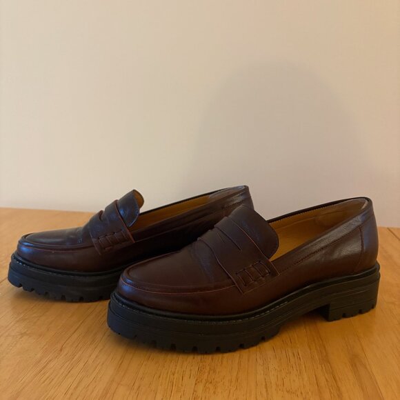 Sezane Albane Loafers Glossy Burgandy - Picture 1 of 5